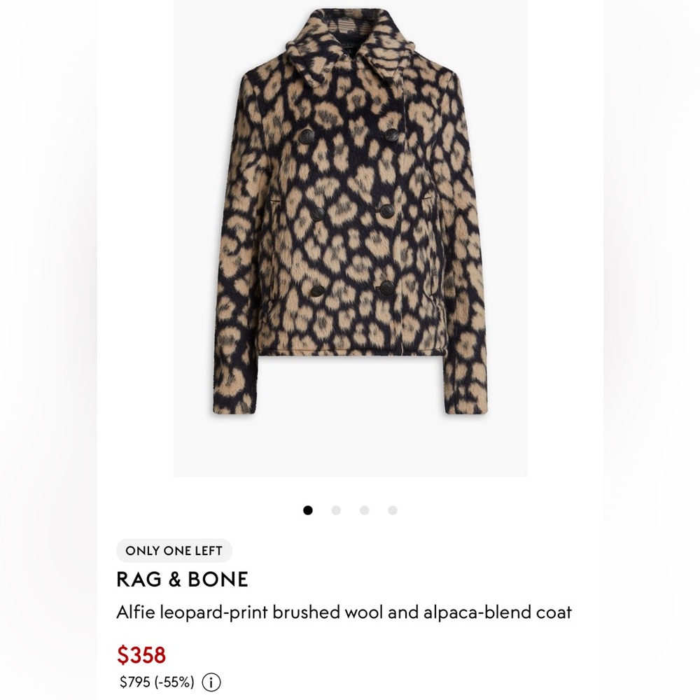 rag & bone Leopard-Print Double-Breasted Coat in Black and Tan